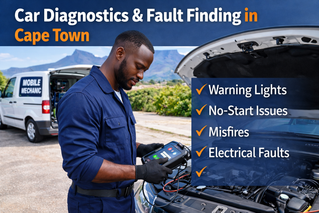 Mobile mechanic performing car diagnostics and fault finding in Cape Town